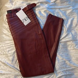 Zara Maroon leather cigarette pant size US L/30
